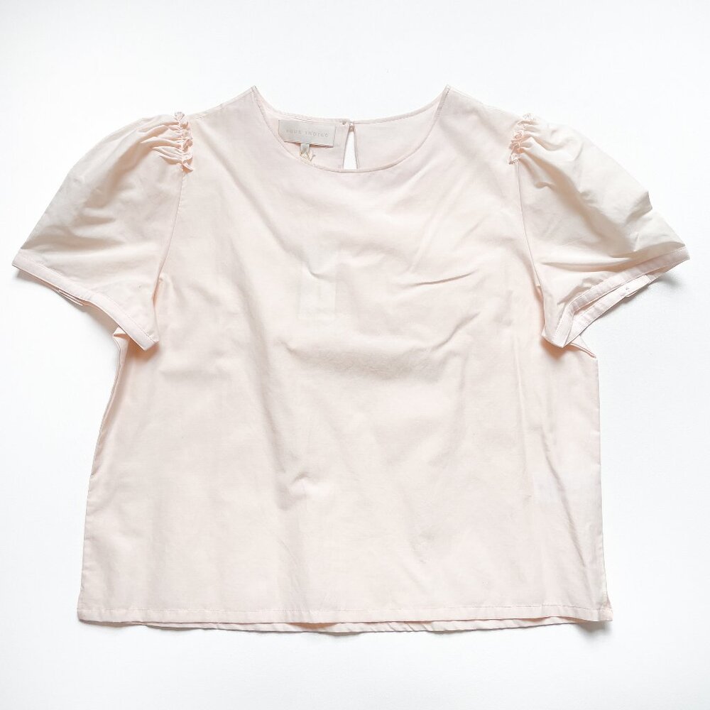 Souk Indigo Jane Puff Sleeve Blouse Cotton Silk Soft Pink Size Medium NEW NWT - Picture 5 of 11